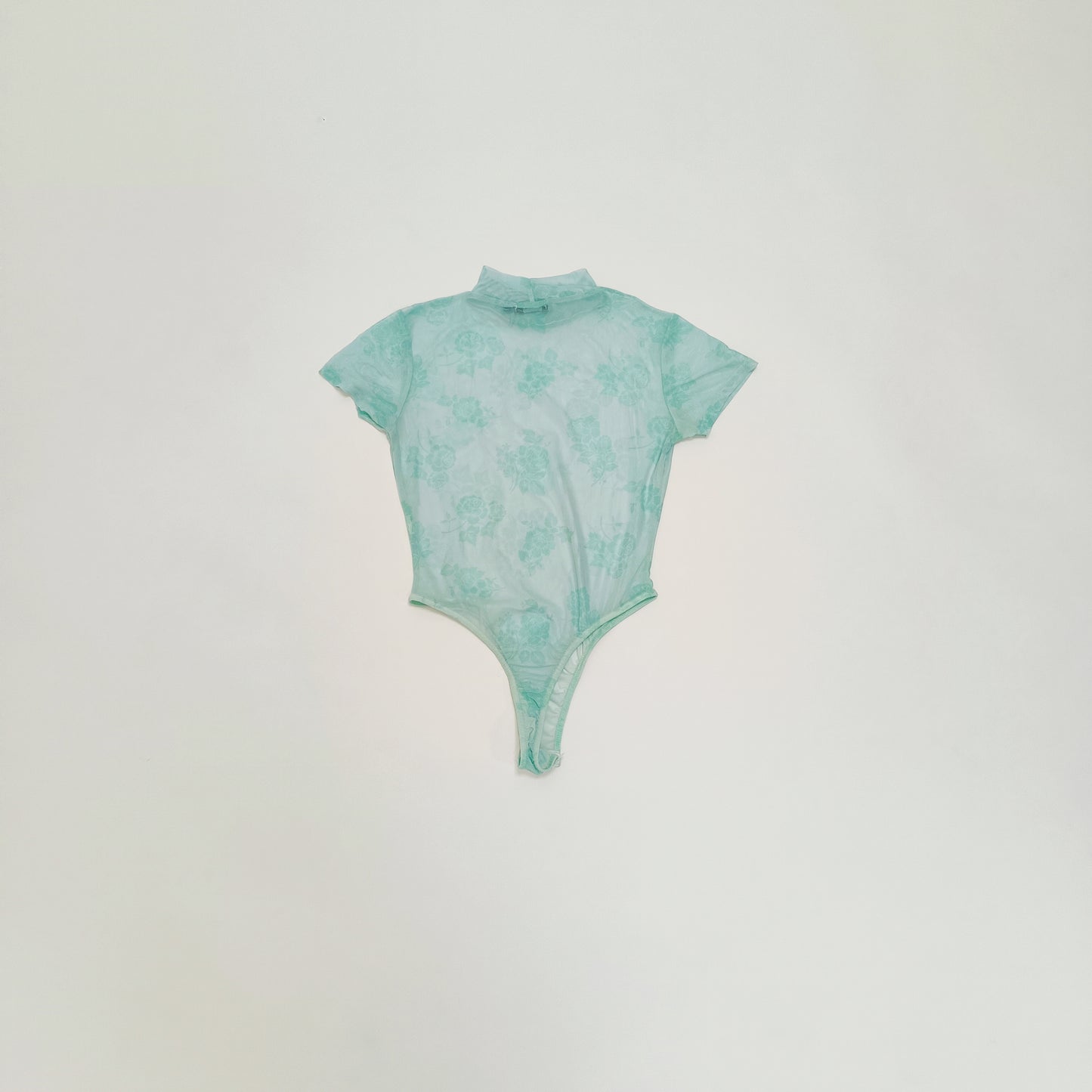 Light Blue Short Sleeve Mesh Bodysuit Size Small | Preloved