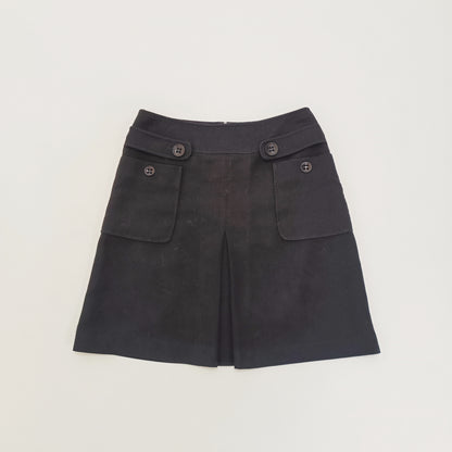 Black Wool Blend Tailored Mini Skirt with Statement Pockets – Womens Medium