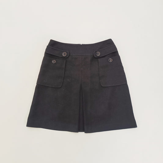 Black Wool Blend Tailored Mini Skirt with Statement Pockets – Womens Medium