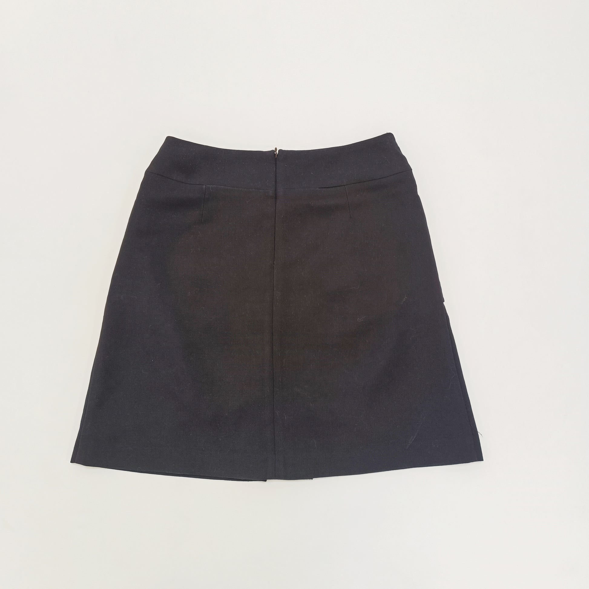 Black Wool Blend Tailored Mini Skirt with Statement Pockets – Womens Medium