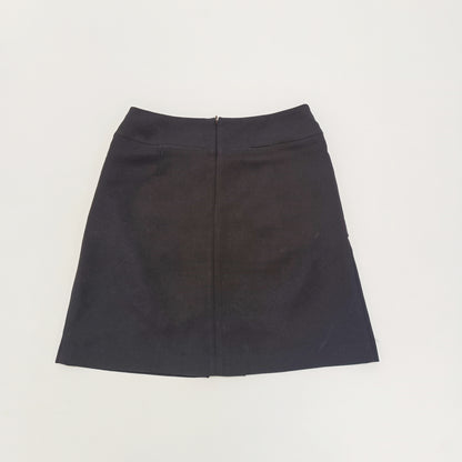 Black Wool Blend Tailored Mini Skirt with Statement Pockets – Womens Medium