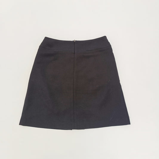 Black Wool Blend Tailored Mini Skirt with Statement Pockets – Womens Medium
