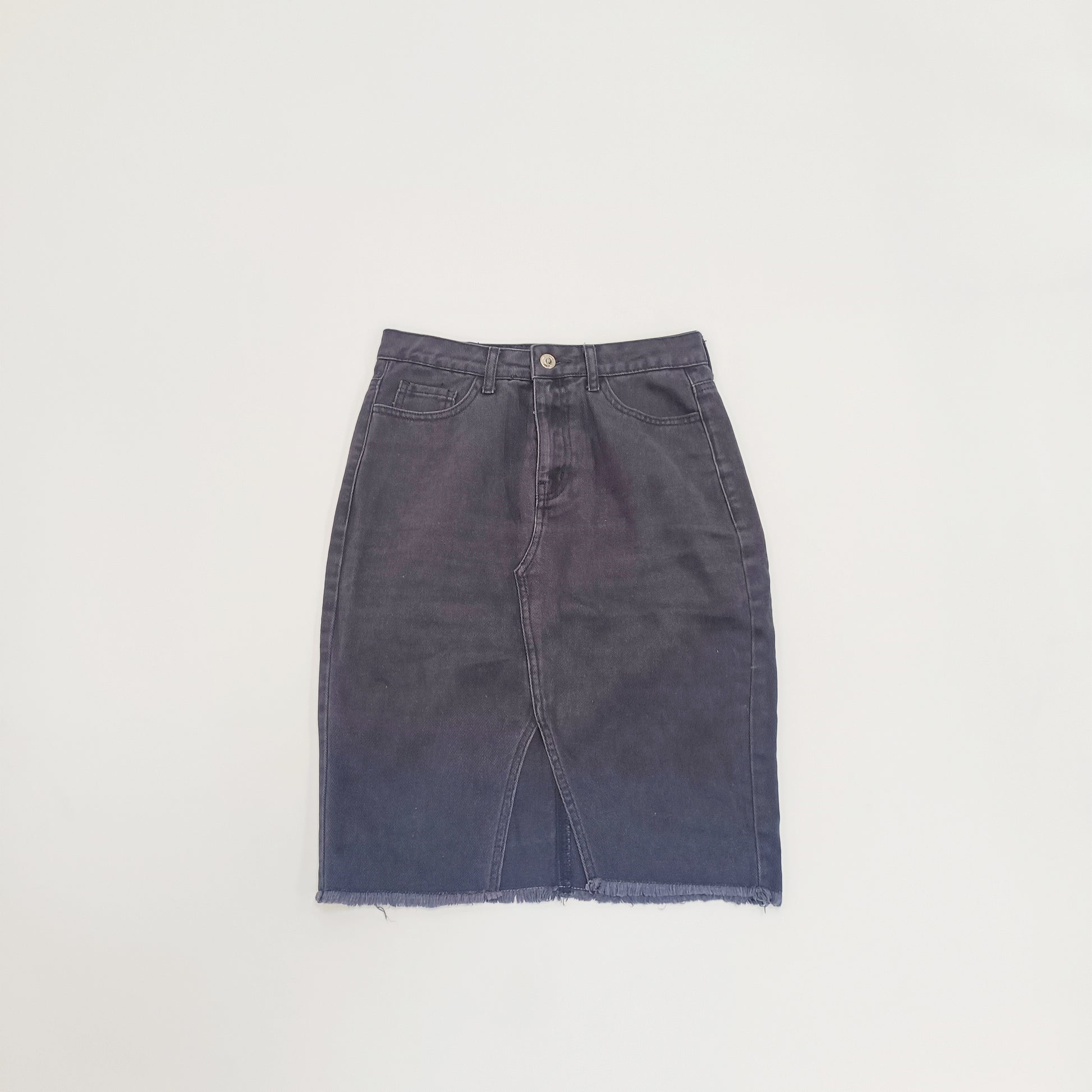 New Look Black Denim Midi Skirt