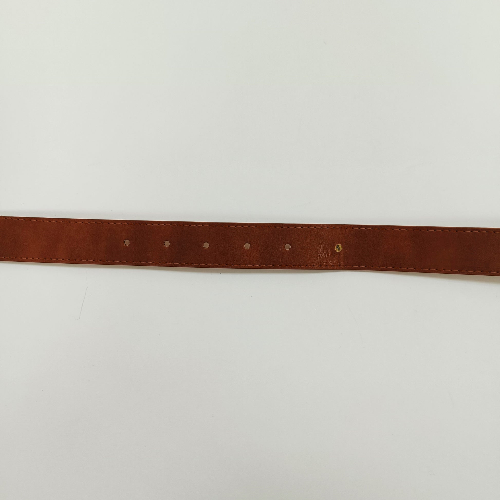 Tan Brown Faux Leather Belt With Gold Buckle ONE Size  | Preloved