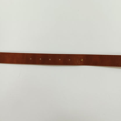 Tan Brown Faux Leather Belt With Gold Buckle ONE Size  | Preloved