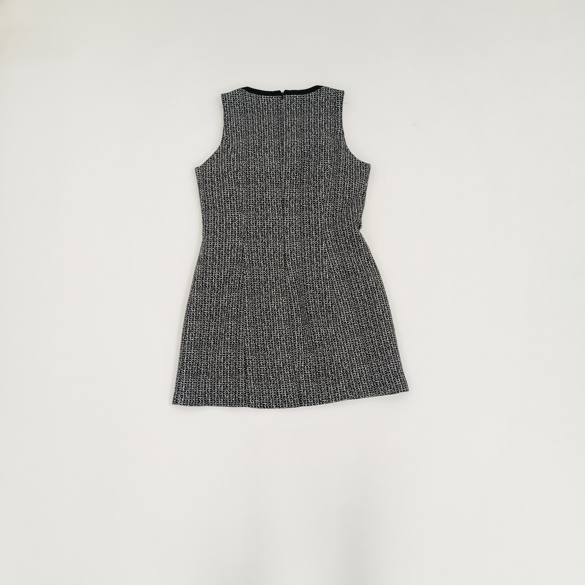 Monochrome Tweed Style Sleeveless Mini Dress Size Medium | Preloved