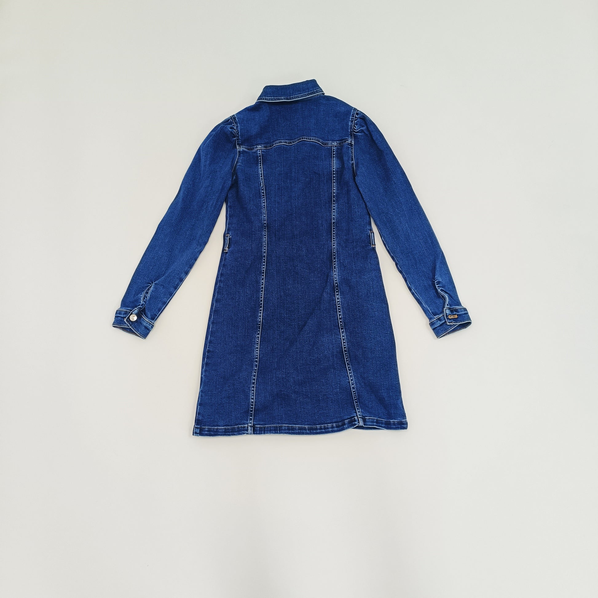 Mid Wash Denim Button Up Mini Dress Size Small | Preloved