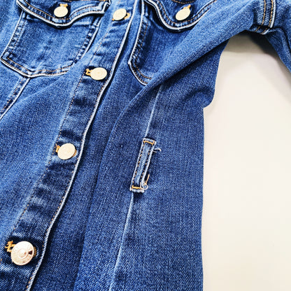 Mid Wash Denim Button Up Mini Dress Size Small | Preloved
