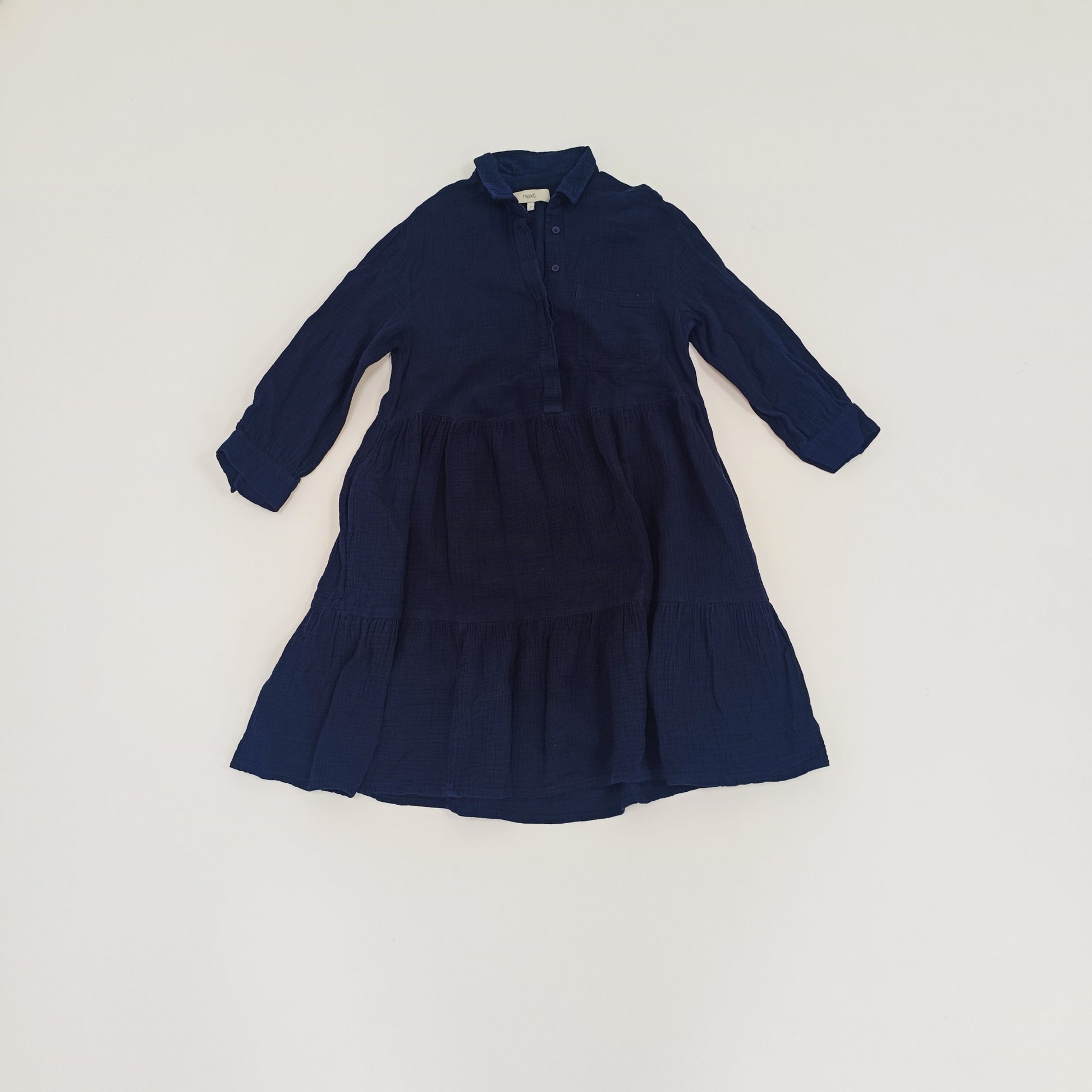 Navy Blue Oversized Tiered Shift Dress Size Small | Preloved