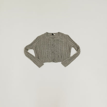 Light Grey Cable Knit Lightweight Cardigan Size Medium | Preloved