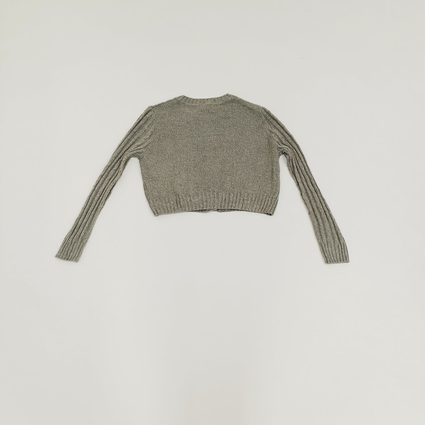 Light Grey Cable Knit Lightweight Cardigan Size Medium | Preloved