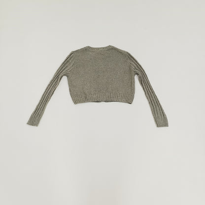 Light Grey Cable Knit Lightweight Cardigan Size Medium | Preloved