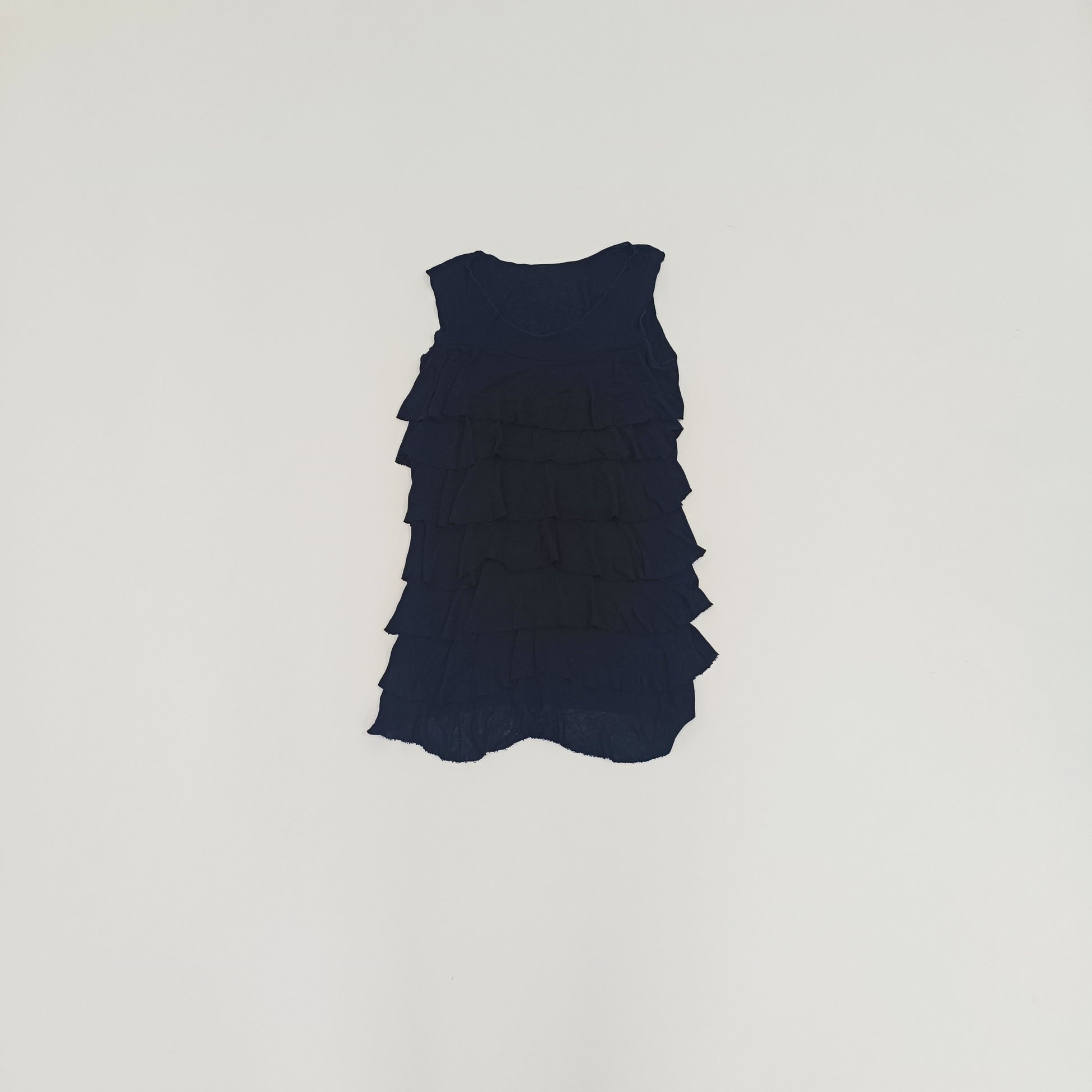 Black Ruffled Front Sleevless Top Size Small | Preloved