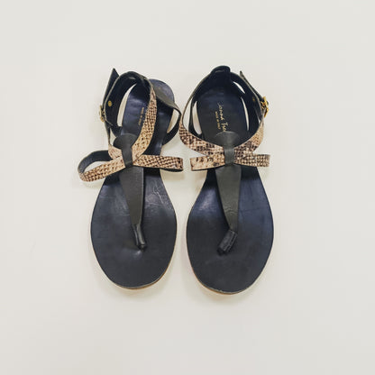 Black Snakeskin Strappy Sandals Size 5 | Preloved