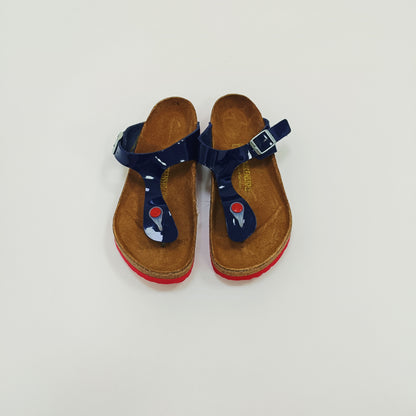 Navy Blue Toepost Flatbed Sandals Size 6 | Preloved