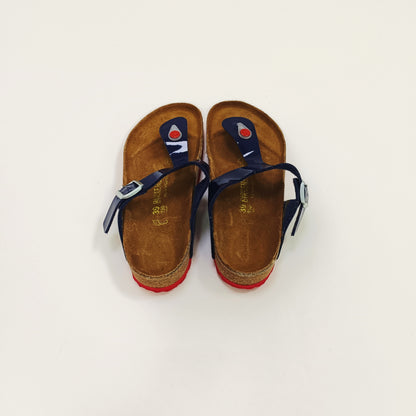 Navy Blue Toepost Flatbed Sandals Size 6 | Preloved