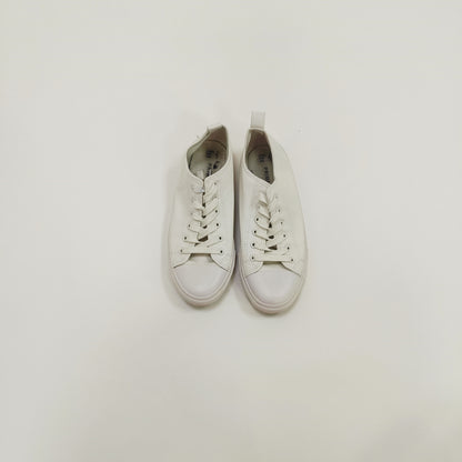 White Low Rise Faux Leather Lace Up Trainers Size 6 | Preloved