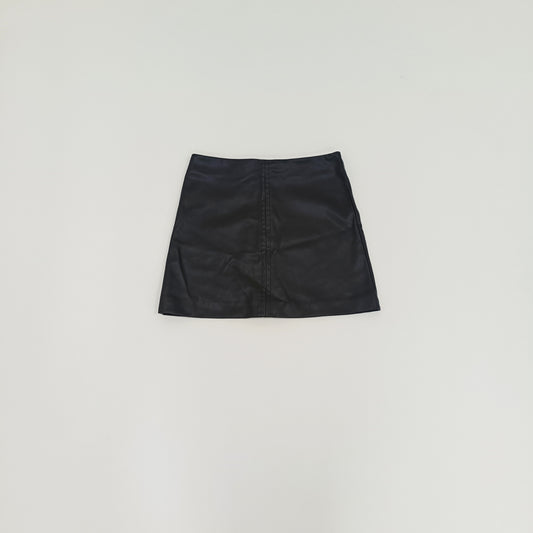 Black Faux Leather Zip Up Mini Skirt Size Small | Preloved