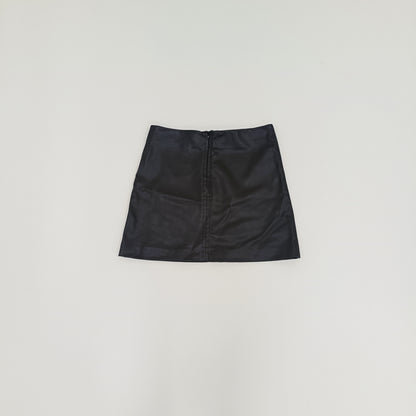 Black Faux Leather Zip Up Mini Skirt Size Small | Preloved