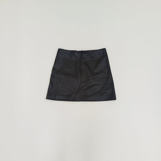 Black Faux Leather Zip Up Mini Skirt Size Small | Preloved