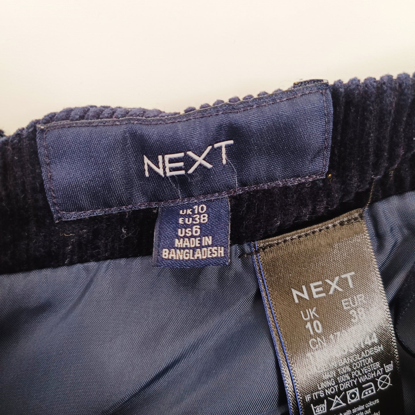Navy Blue Corduroy Pleated Mini Skirt Size Small | Preloved