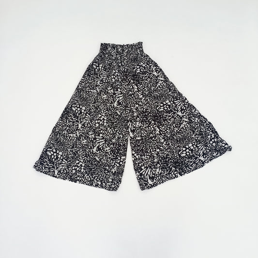 Monochrome Shirred Waist Band Wide Leg Trousers Size Small | Preloved