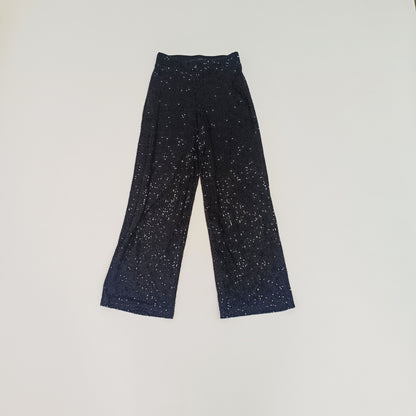 Black Full Sequin Wide Leg High Waist Trousers Size Small | Preloved