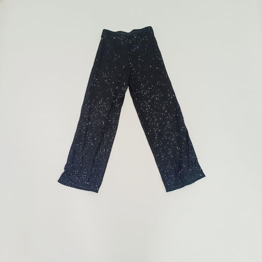 Black Full Sequin Wide Leg High Waist Trousers Size Small | Preloved