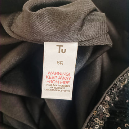 Black Full Sequin Wide Leg High Waist Trousers Size Small | Preloved