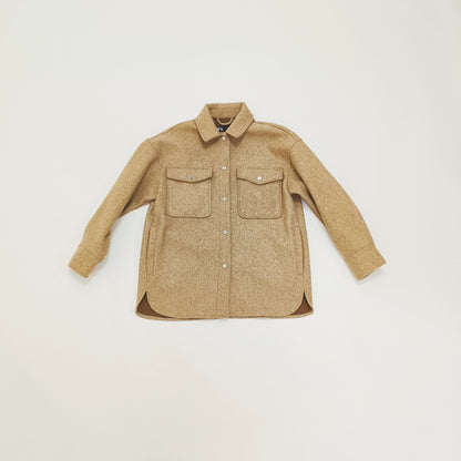 Brown Oversized Fleece Flecked Shacket  | Preloved