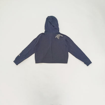 Black Embroidered Cropped Womens Hoodie | Preloved