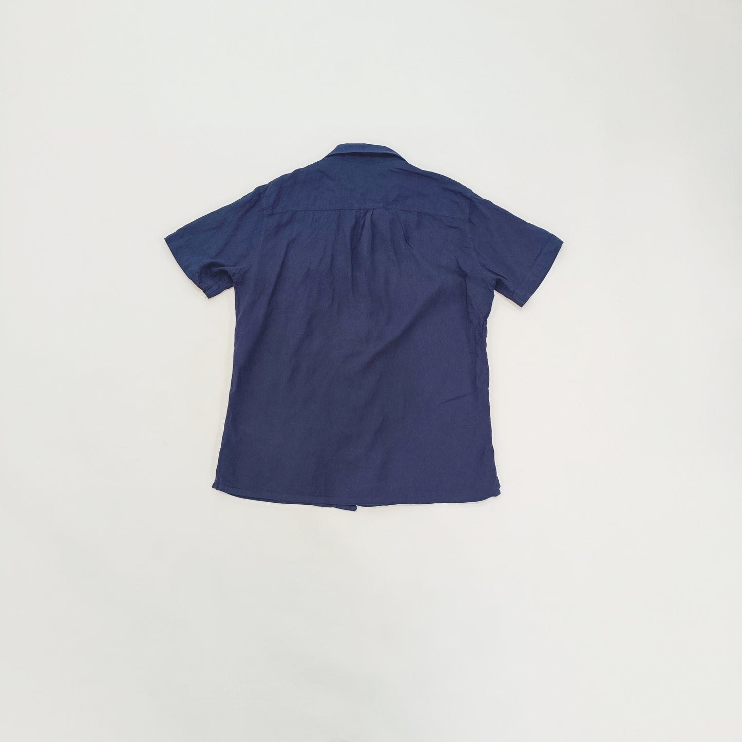 Navy Blue Button Up Mens Linen Short Sleeve Shirt | Preloved