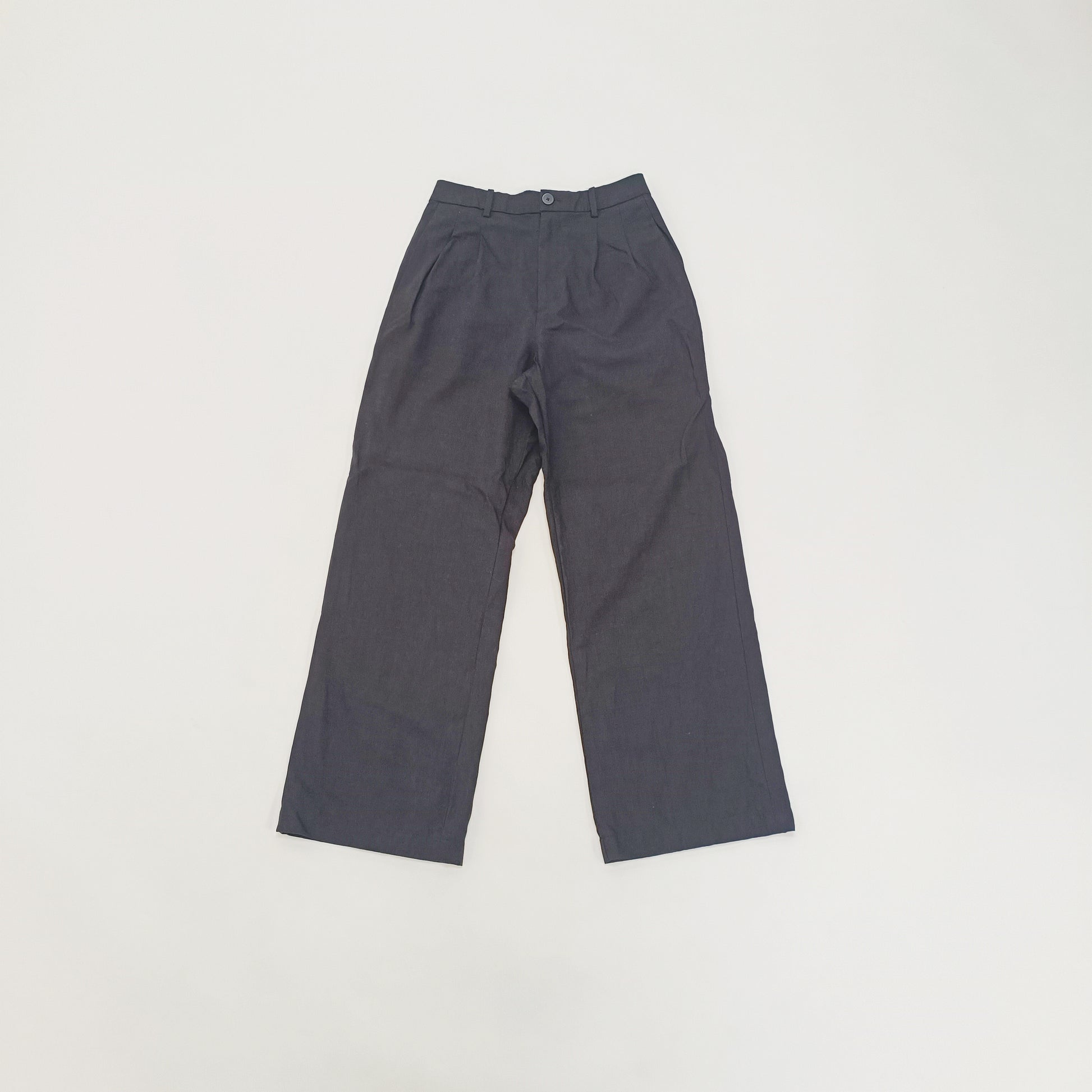 Black High Waist Linen Wide Leg Womens Trousers | Preloved