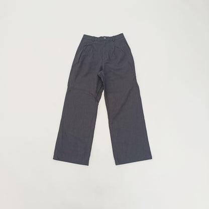 Black High Waist Linen Wide Leg Womens Trousers | Preloved