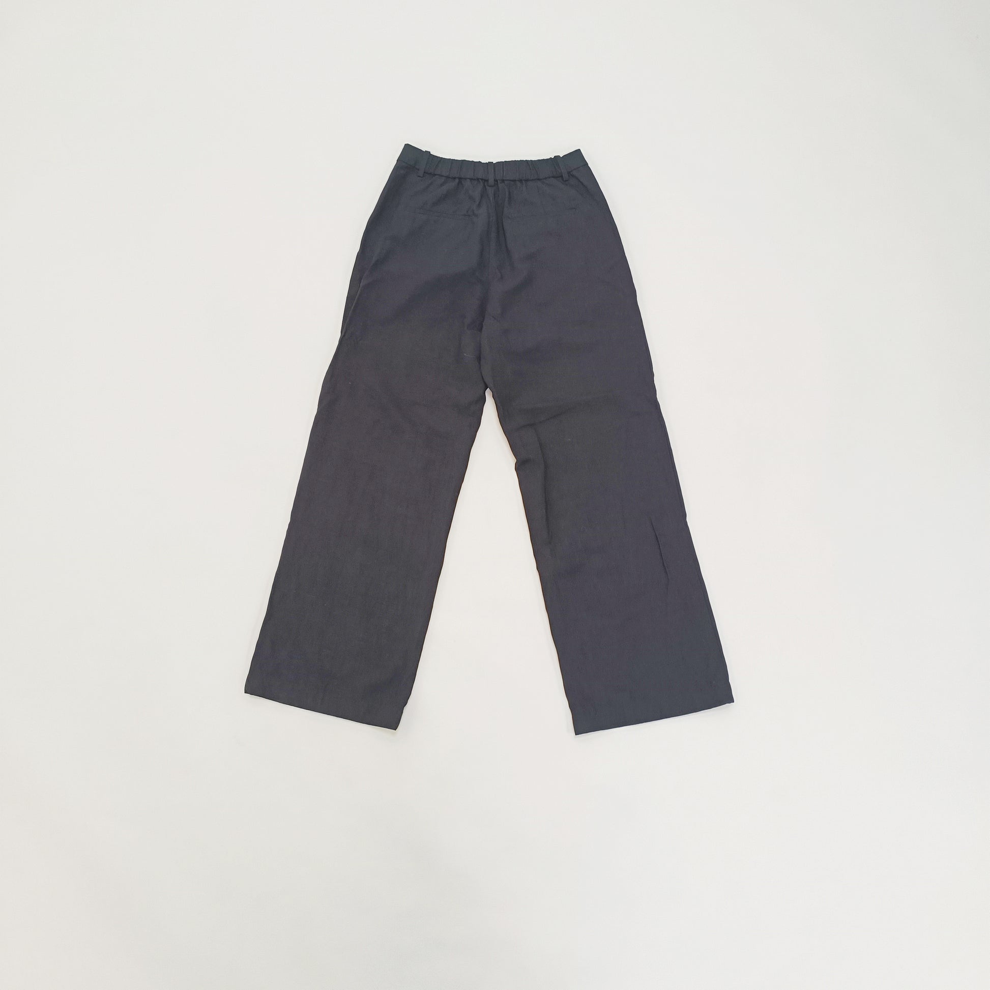 Black High Waist Linen Wide Leg Womens Trousers | Preloved