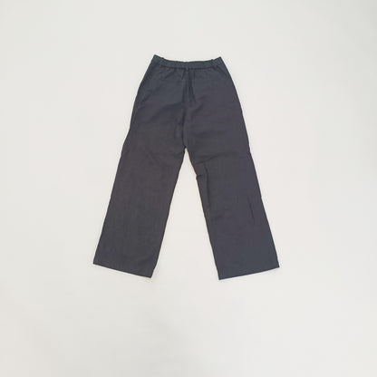 Black High Waist Linen Wide Leg Womens Trousers | Preloved