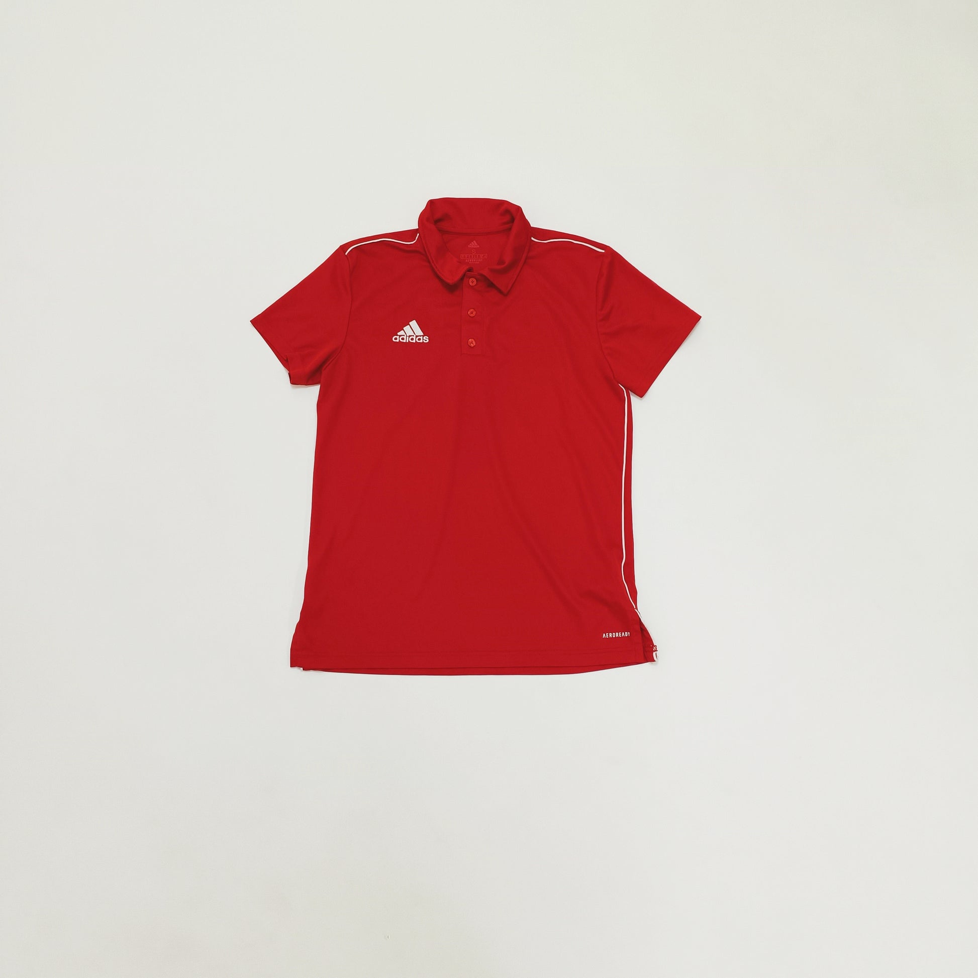 Red Adidas Polo Shirt With White Piping Size Small | Preloved