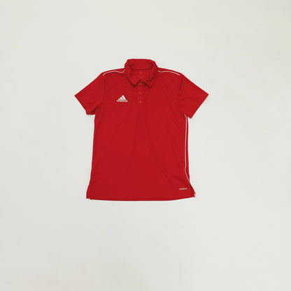 Red Adidas Polo Shirt With White Piping Size Small | Preloved