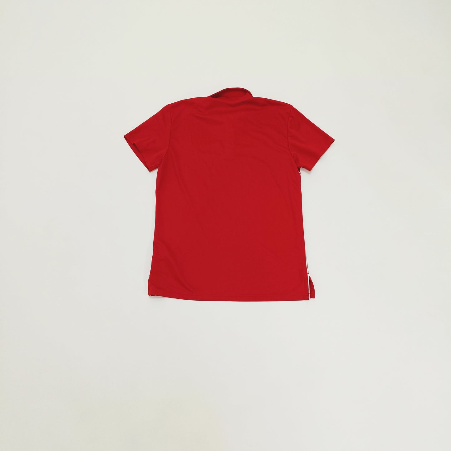 Red Adidas Polo Shirt With White Piping Size Small | Preloved