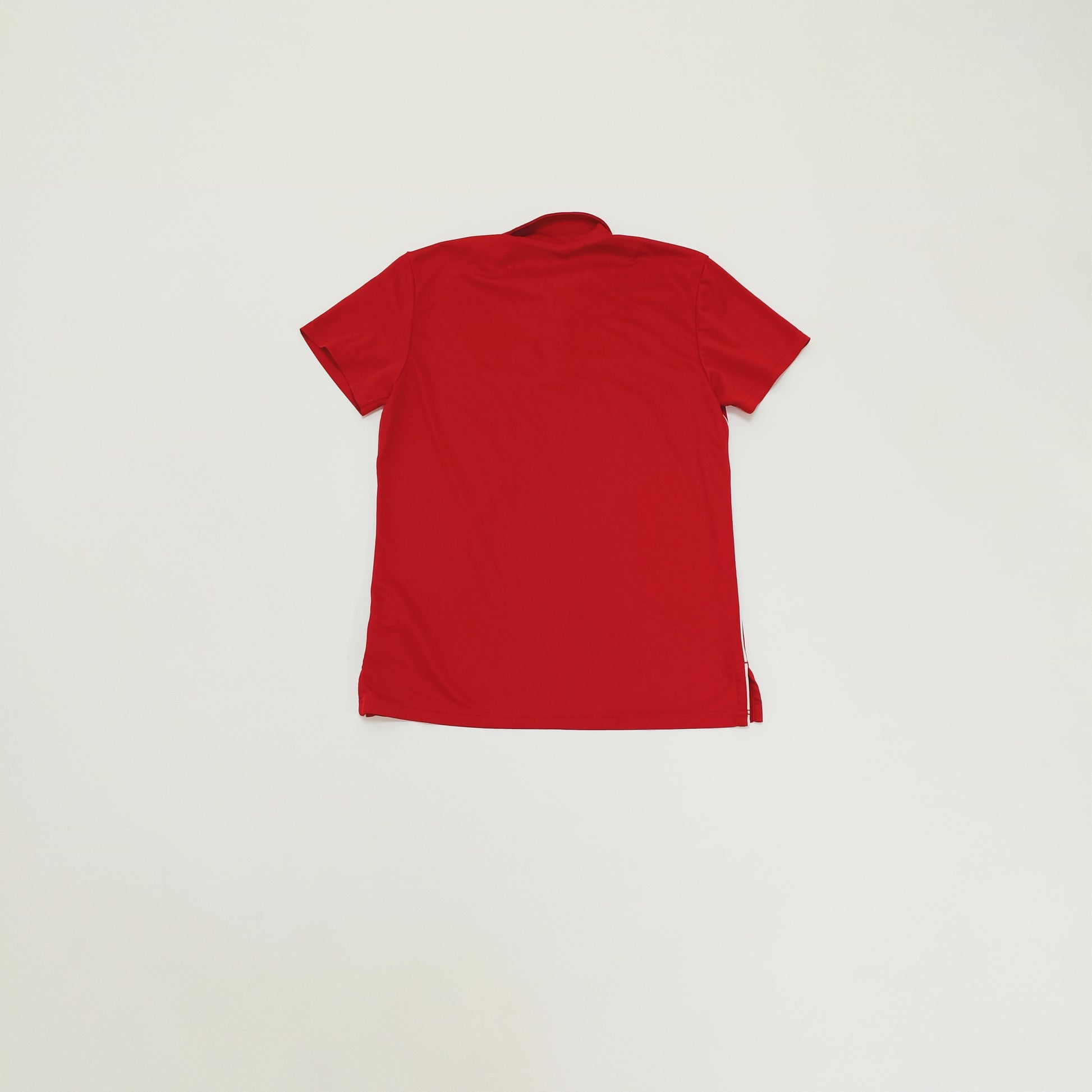 Red Adidas Polo Shirt With White Piping Size Small | Preloved