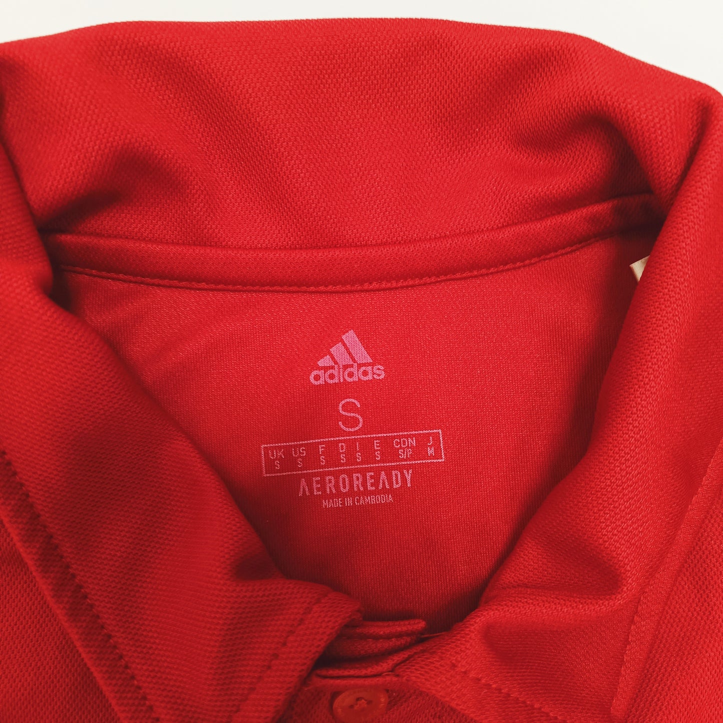 Red Adidas Polo Shirt With White Piping Size Small | Preloved