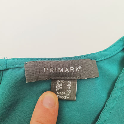 Turquoise Mini Dress With Flared Pearl Sleeves Size Large | Preloved