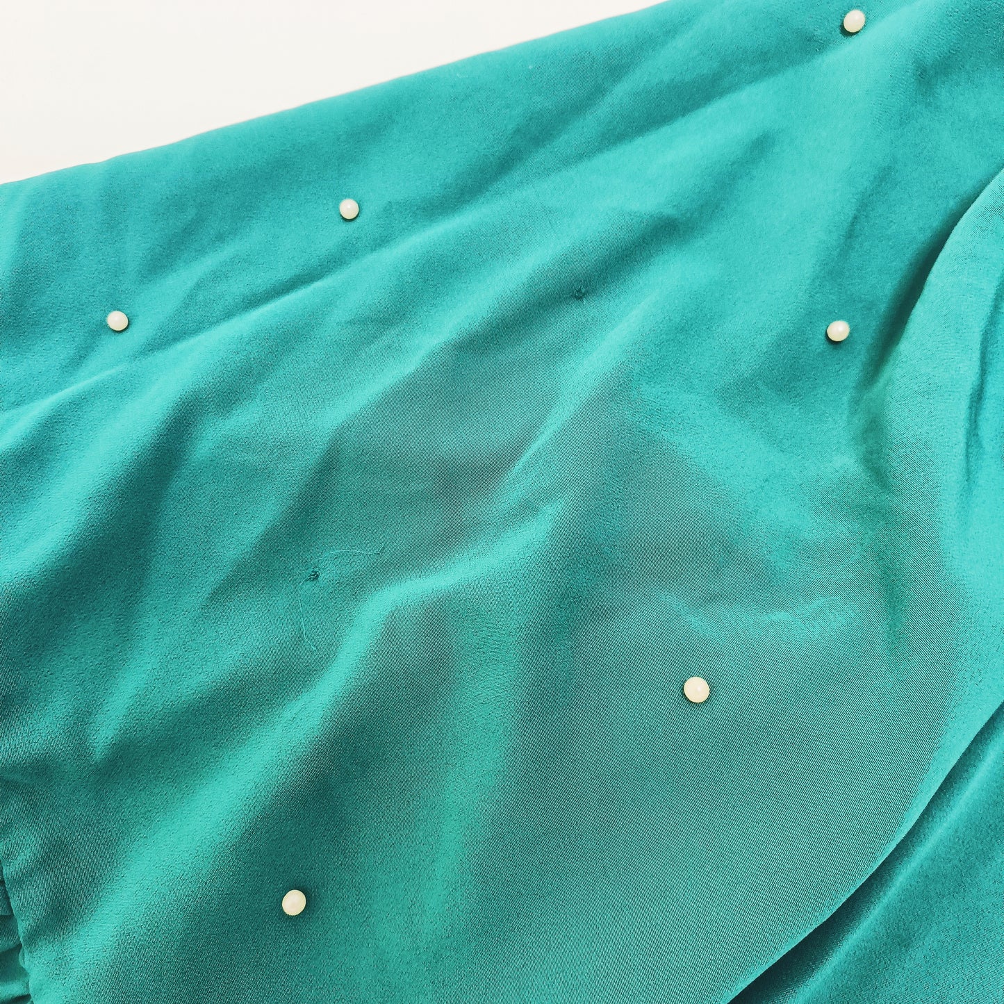 Turquoise Mini Dress With Flared Pearl Sleeves Size Large | Preloved