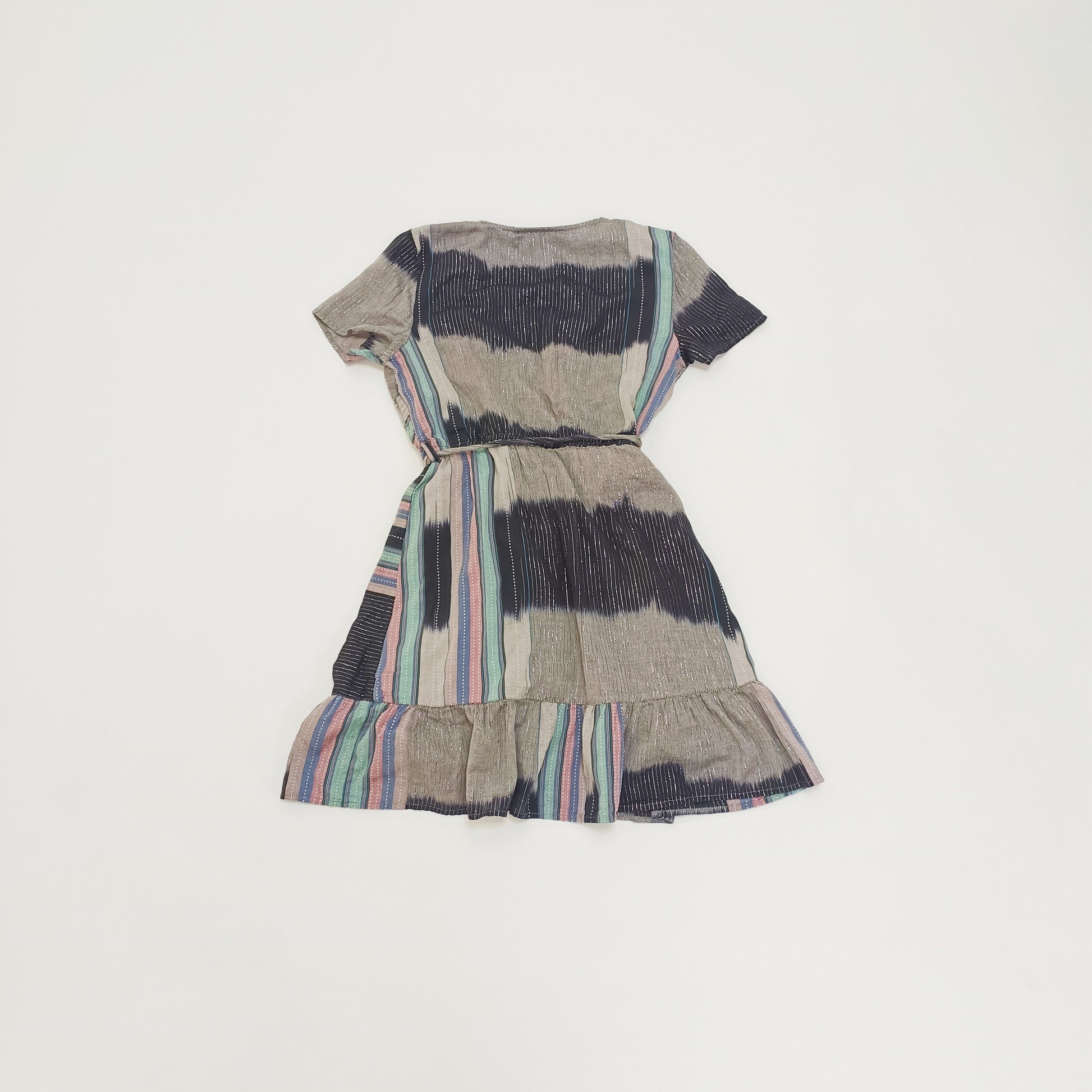 Grey & Pastel Womens Mini Wrap Dress Size Medium | Preloved
