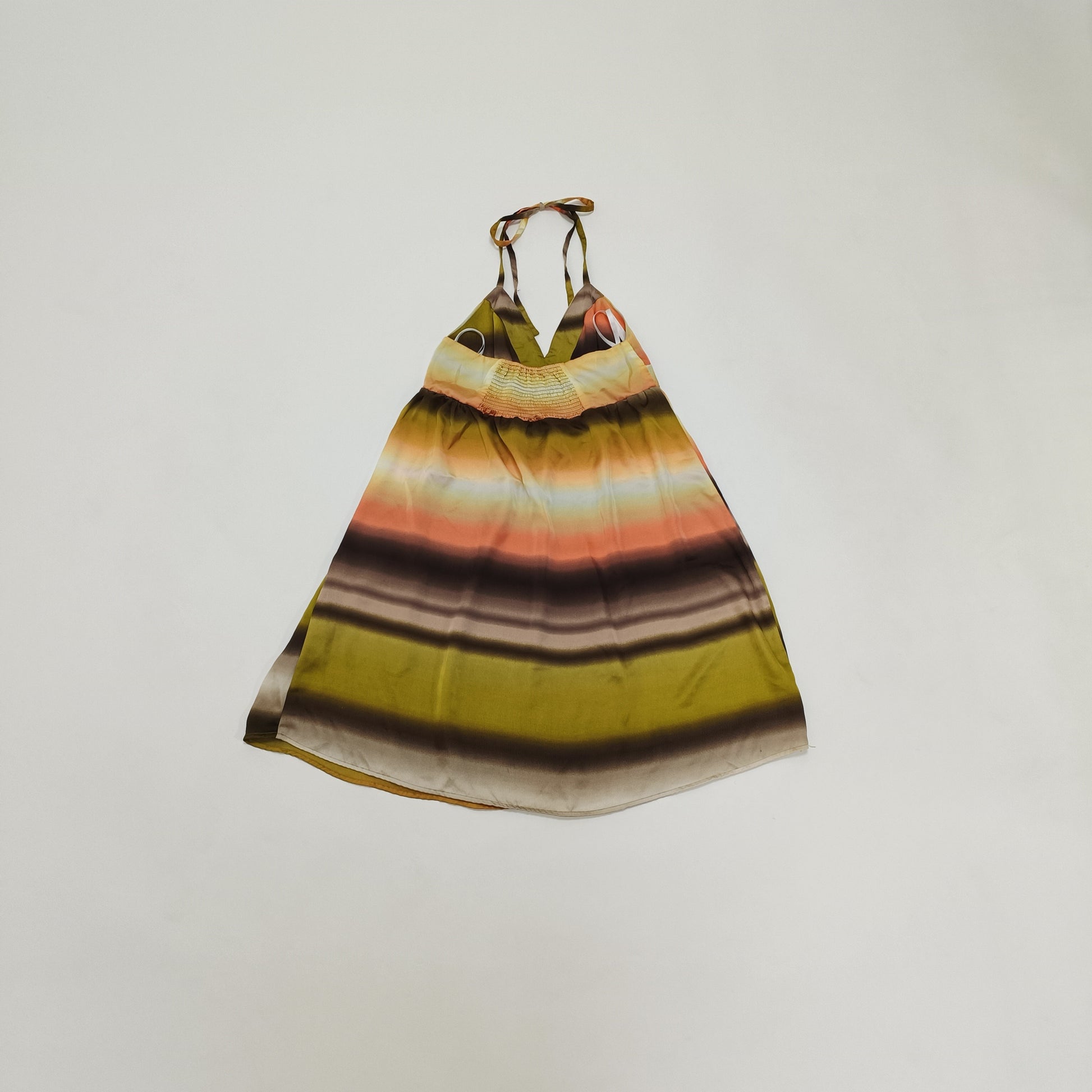 Pastel Sunset Print Halter Neck Mini Dress Size Small | Preloved