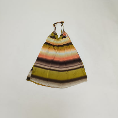 Pastel Sunset Print Halter Neck Mini Dress Size Small | Preloved