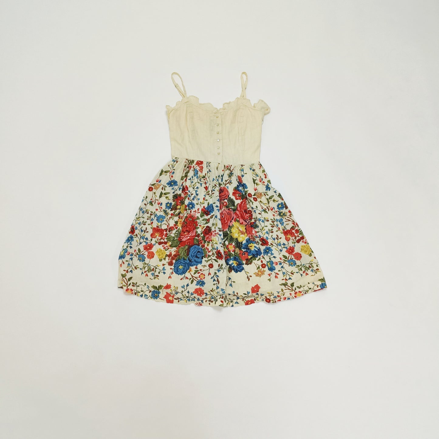 Floral Bodice Style Strappy Womens Summer Mini Dress Size Small | Preloved