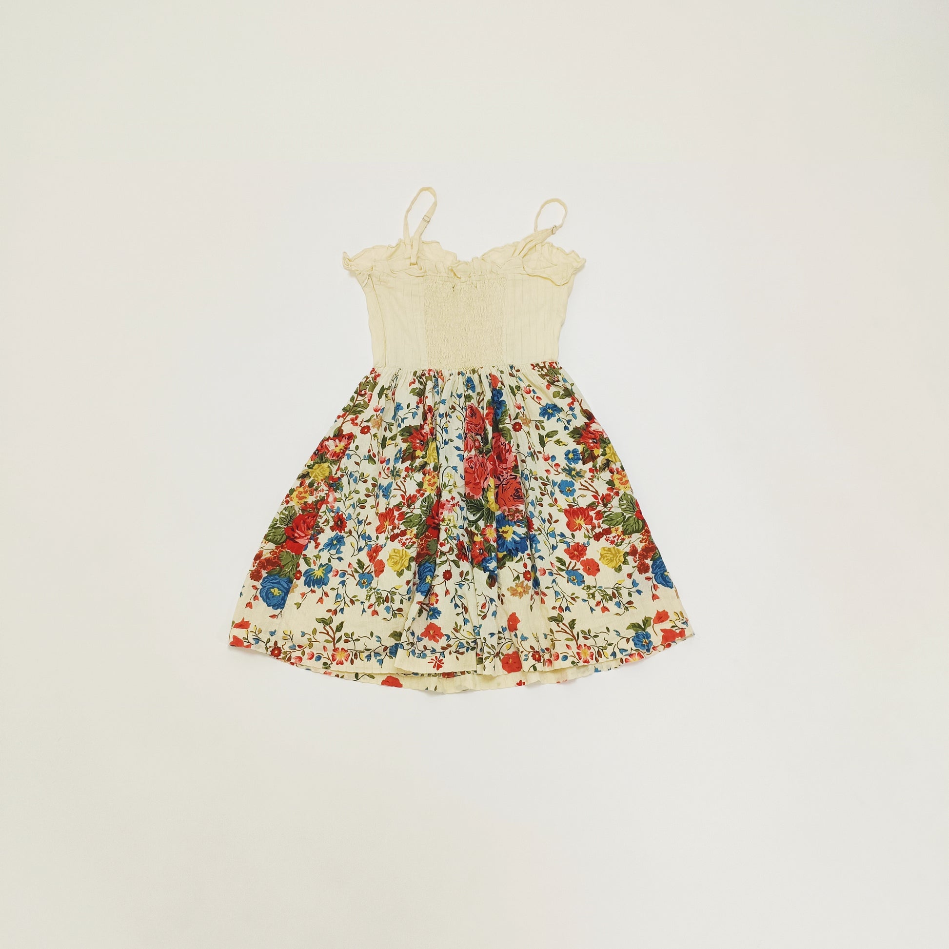 Floral Bodice Style Strappy Womens Summer Mini Dress Size Small | Preloved