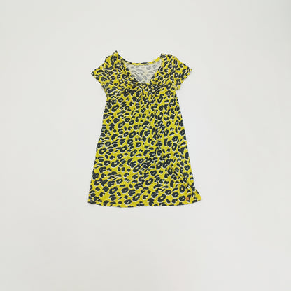 Green Leopard Print T-Shirt Style Dress Size Extra Large | Preloved