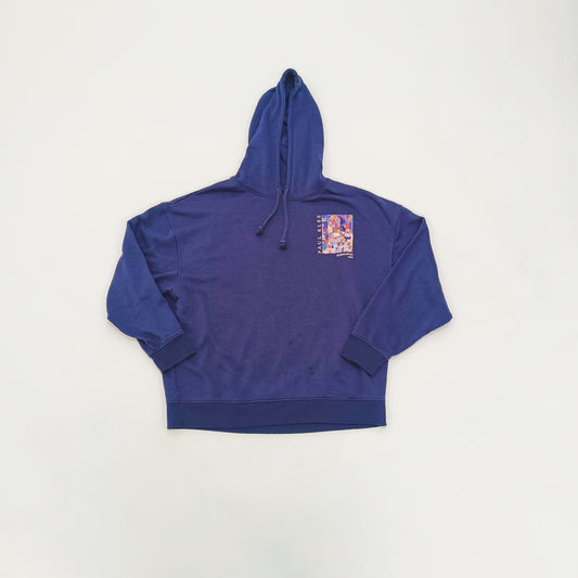 Navy Blue Abstract Print Womens Hoodie Size Small | Preloved